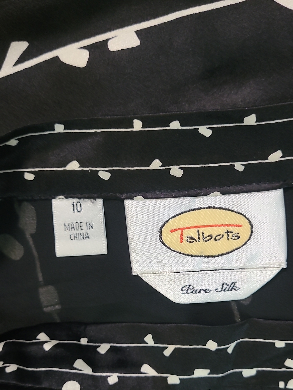 Talbots 100% Silk  Black A-Line Skirt with Cream and Coral Floral Print Size 10 - Picture 3 of 6